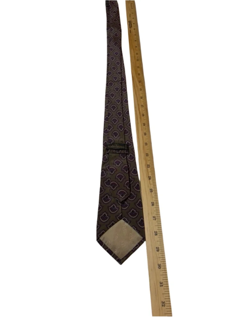 Valentino Silk Tie Brown Purple Medallion Print Made in Italy Luxury Designer
